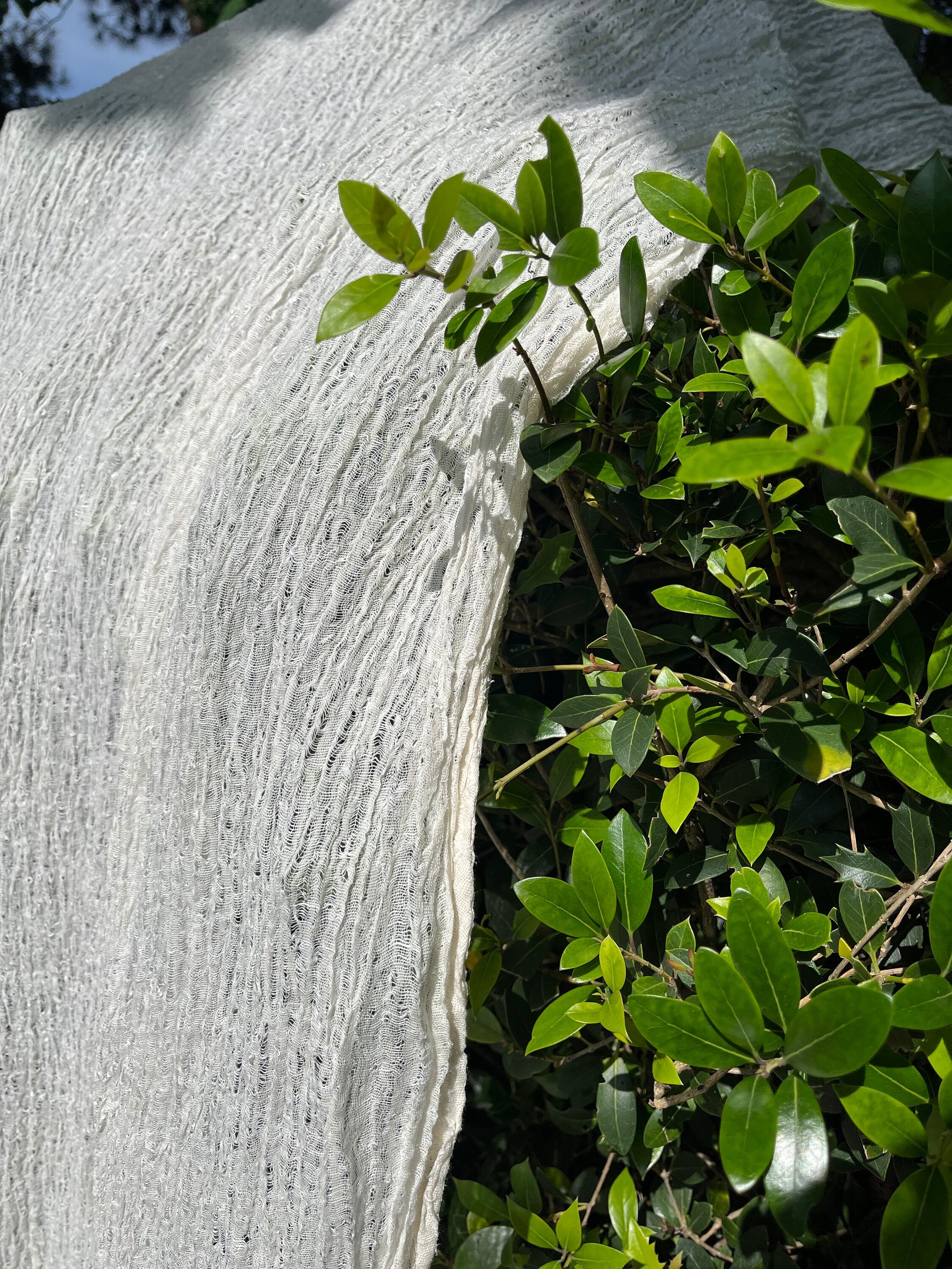 Unbleached, Ivory White Textured Linen Fabric By The Yard Natural Fabrics.