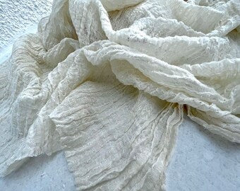Unbleached, Ivory White Textured Linen Fabric By The Yard Natural Fabrics.