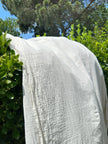 Muslin Fabric By The Yard - Blue White Stripes - Undyed Natural Option