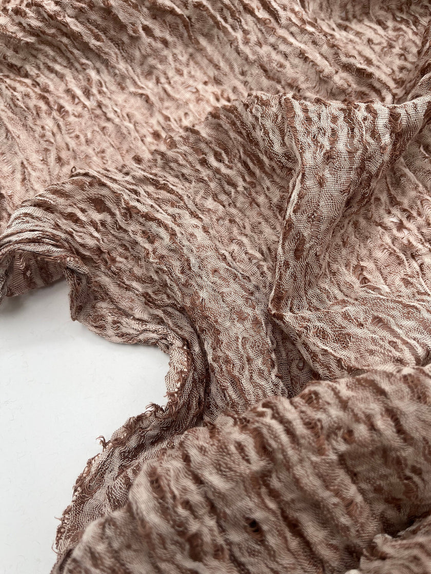 Brown Linen Fabric By The Yard Textured Handloom Semi-Sheer Natural Fabrics..