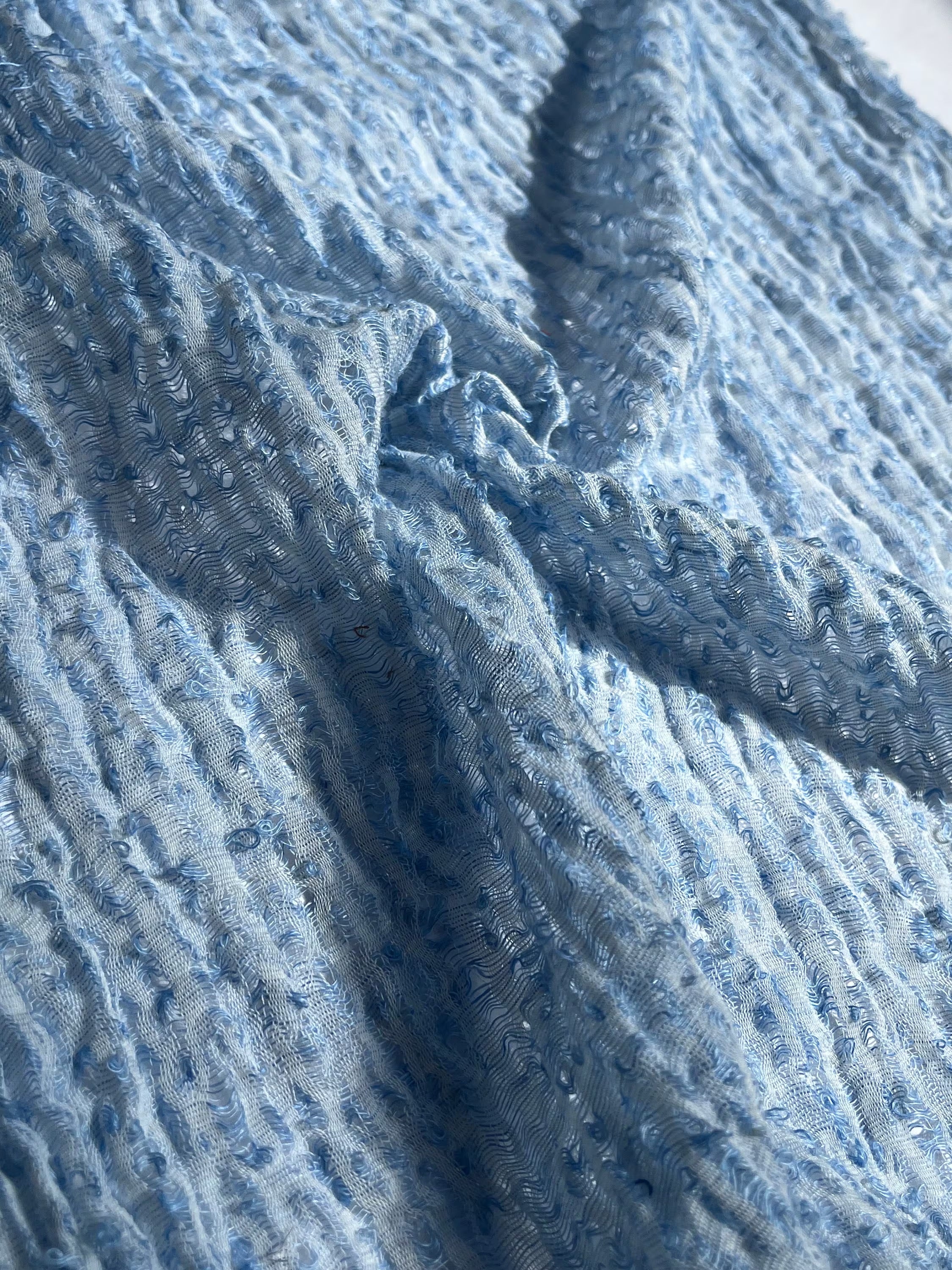 Light Blue Unique Natural Fabrics: Funky, Sheer, and Textured Cotton Linen