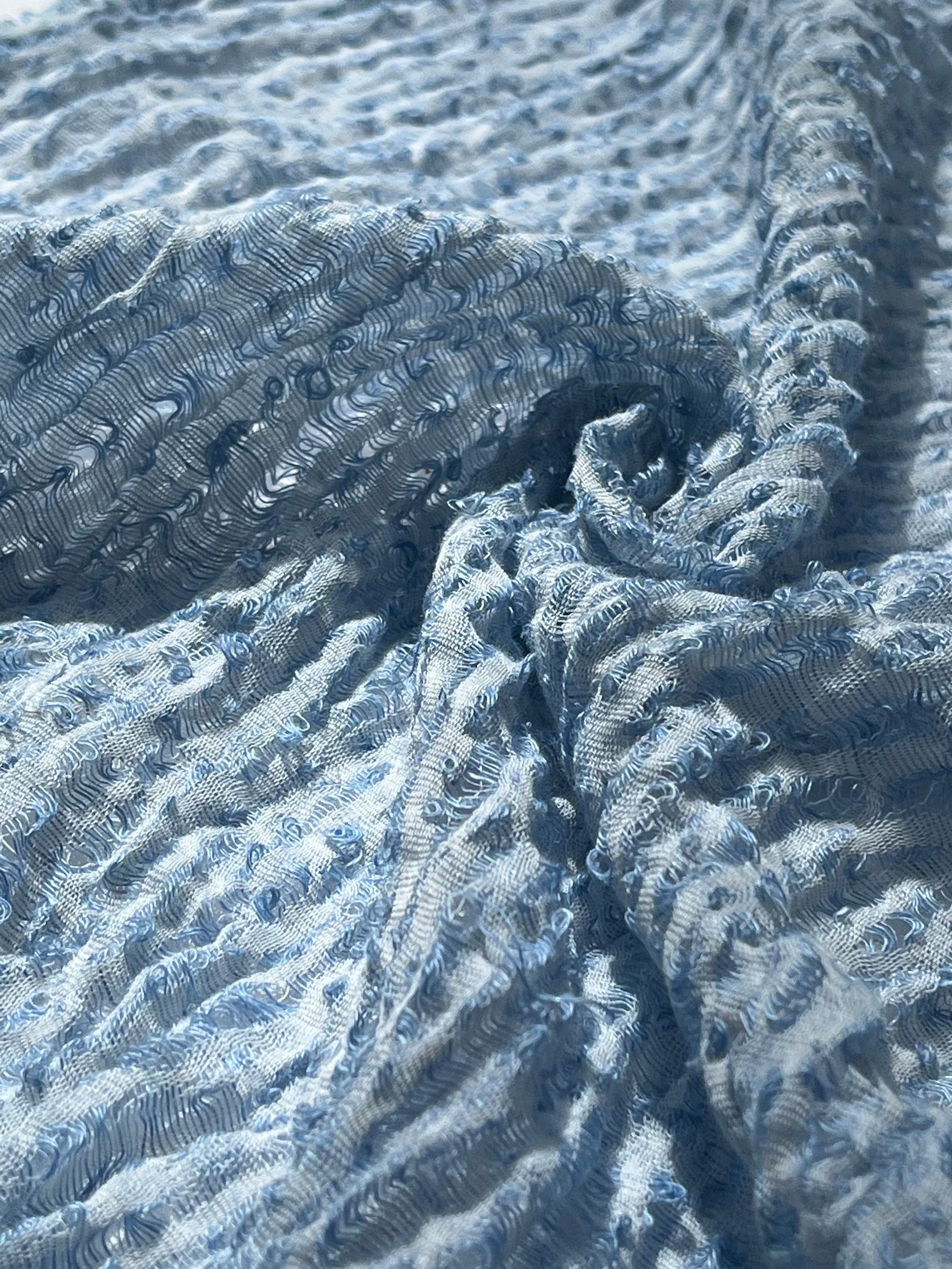 Light Blue Unique Natural Fabrics: Funky, Sheer, and Textured Cotton Linen