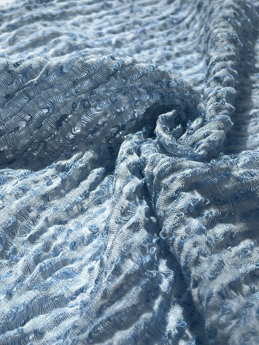 Light Blue Unique Natural Fabrics: Funky, Sheer, and Textured Cotton Linen