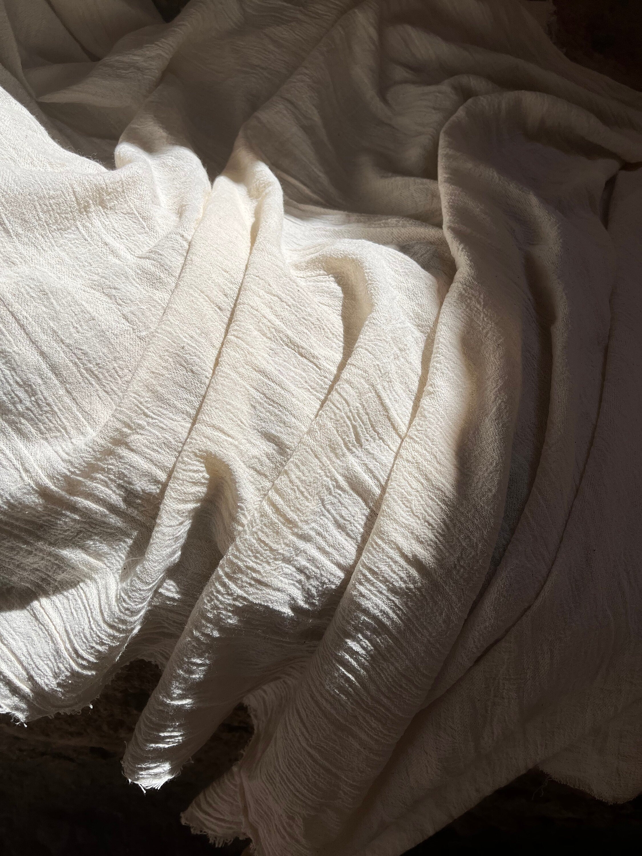 Ivory Unbleached Gauze Organic Cotton Fabric By The Meter.