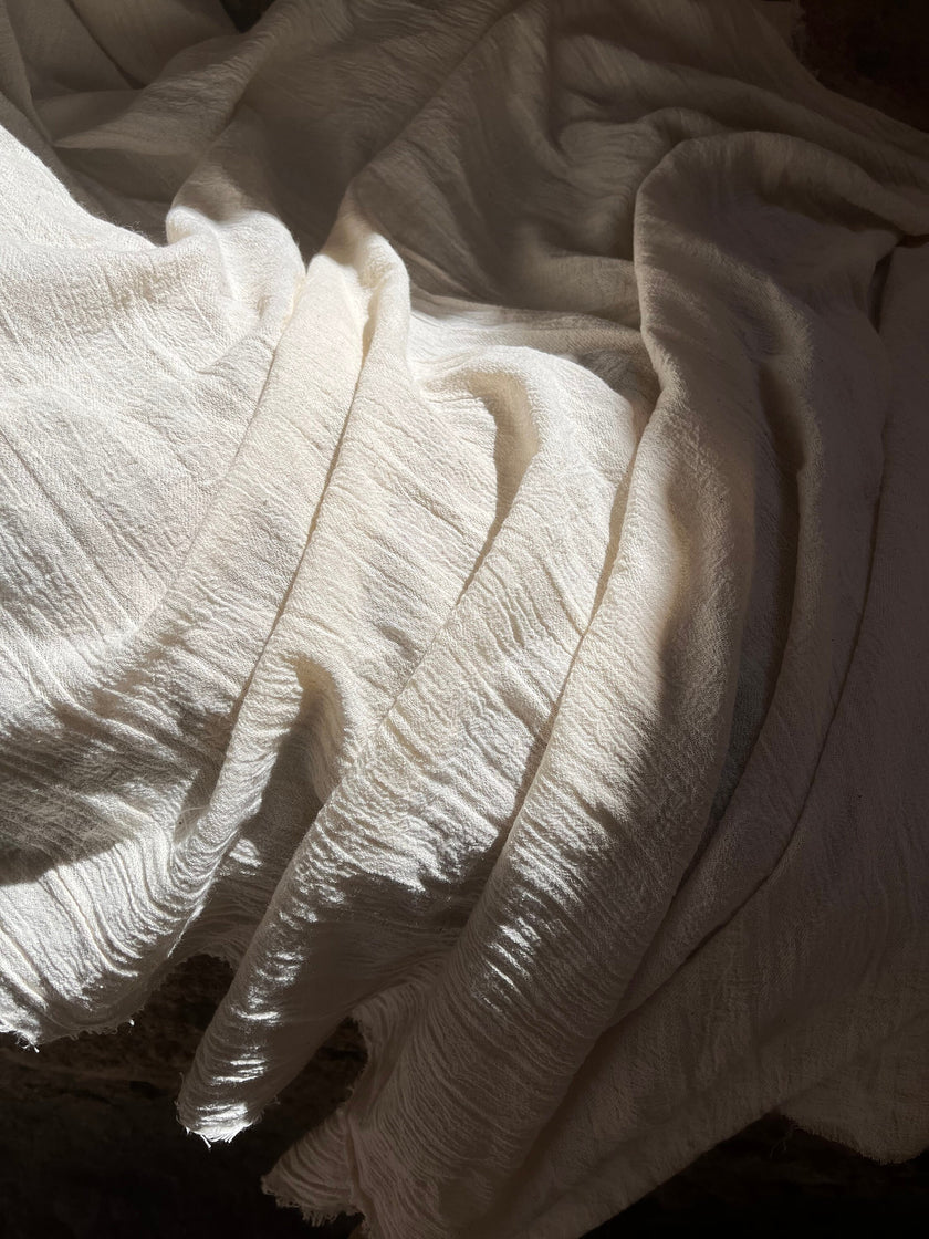 Ivory Unbleached Gauze Organic Cotton Fabric By The Meter.