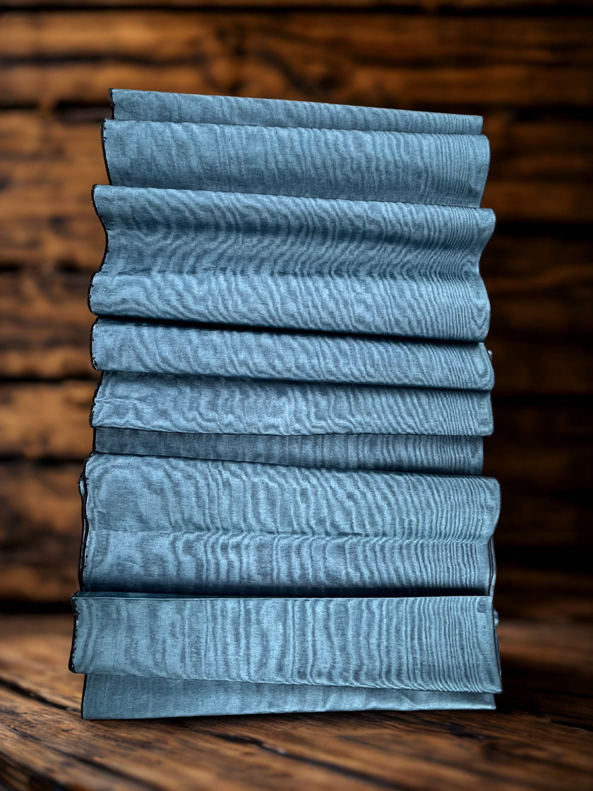 Blue Silk Home Textile Interior Fabrics Watermark Patterns.