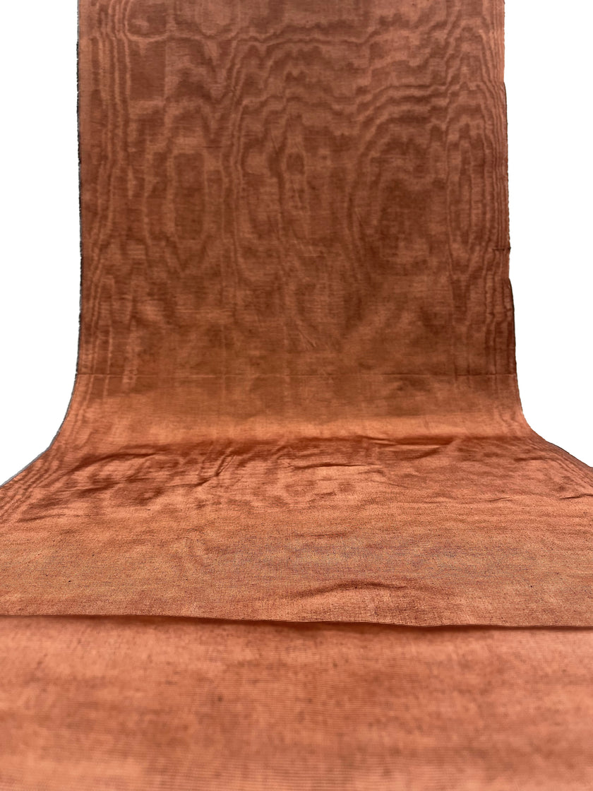 Copper Colour Silk Fabric, Moire Silk Fabric, Silk By The Yard. Watermark Pattern.