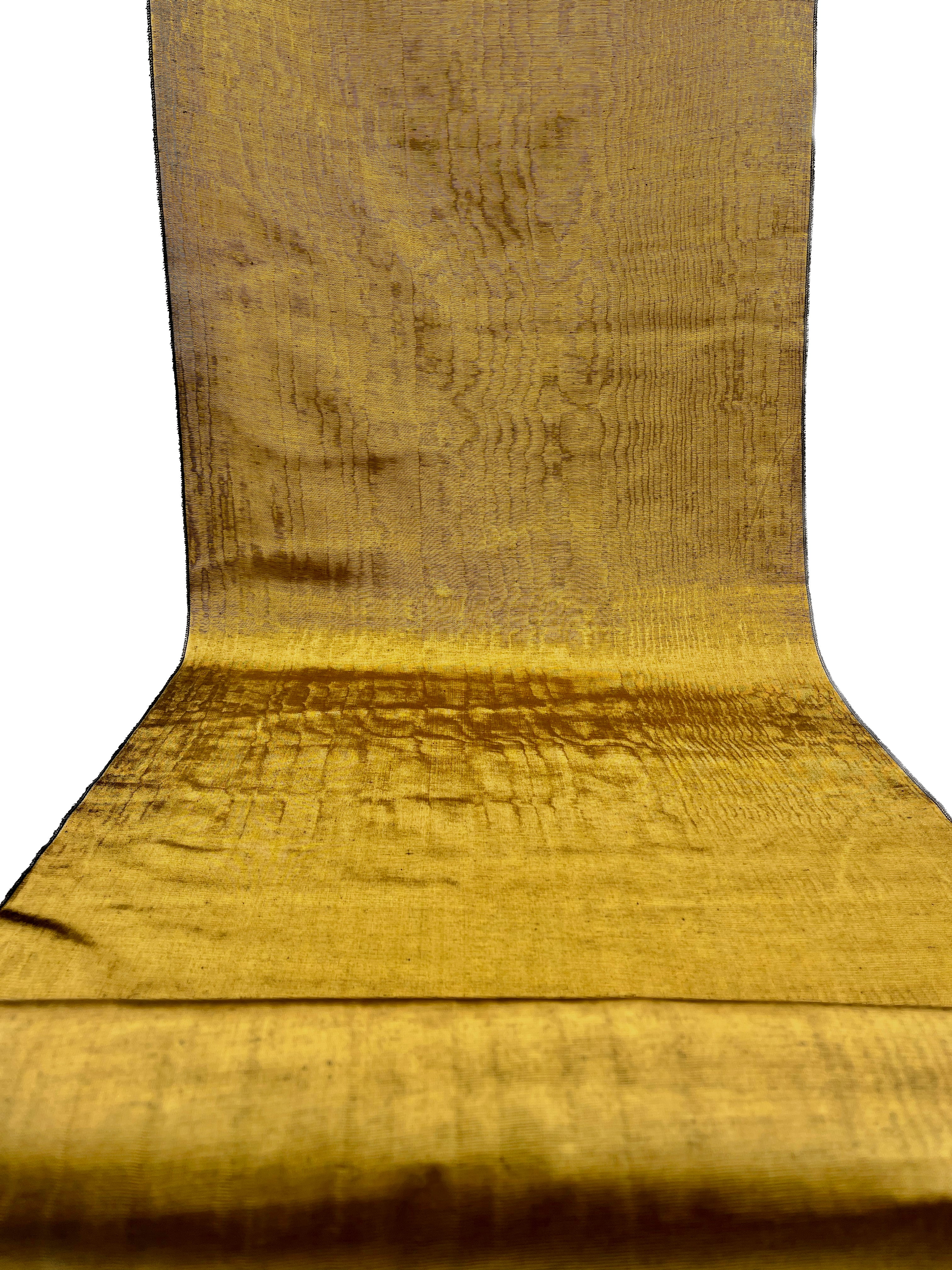Gold Colour Silk Moire Home Textile Interior Fabrics, Watermark Pattern.