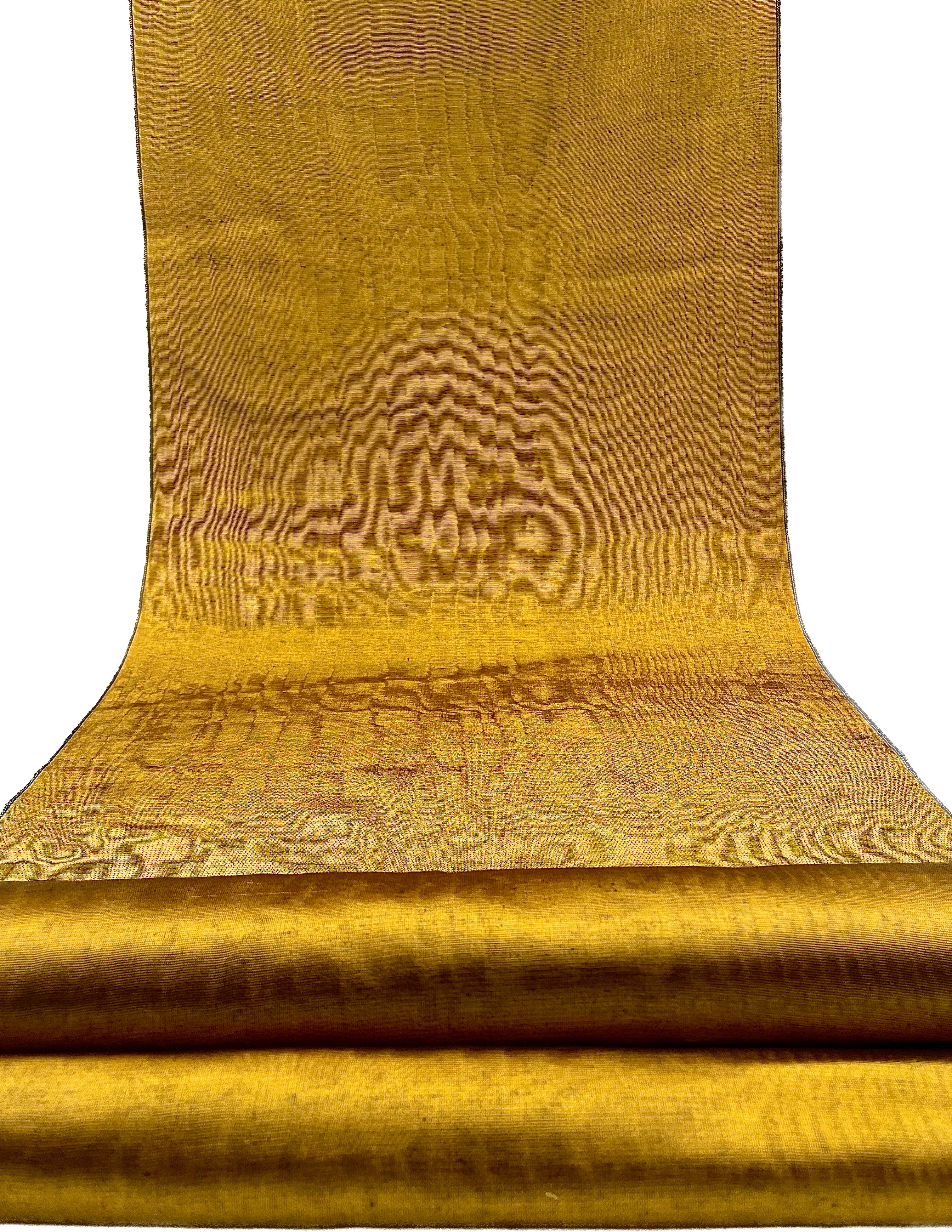 Gold Colour Silk Moire Home Textile Interior Fabrics, Watermark Pattern.
