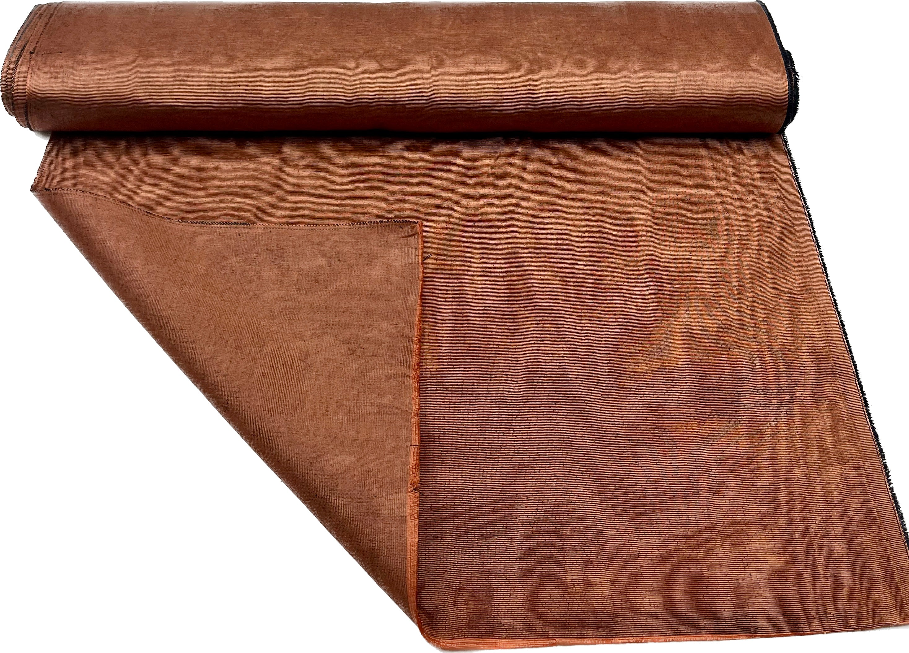 Copper Colour Silk Fabric, Moire Silk Fabric, Silk By The Yard. Watermark Pattern.