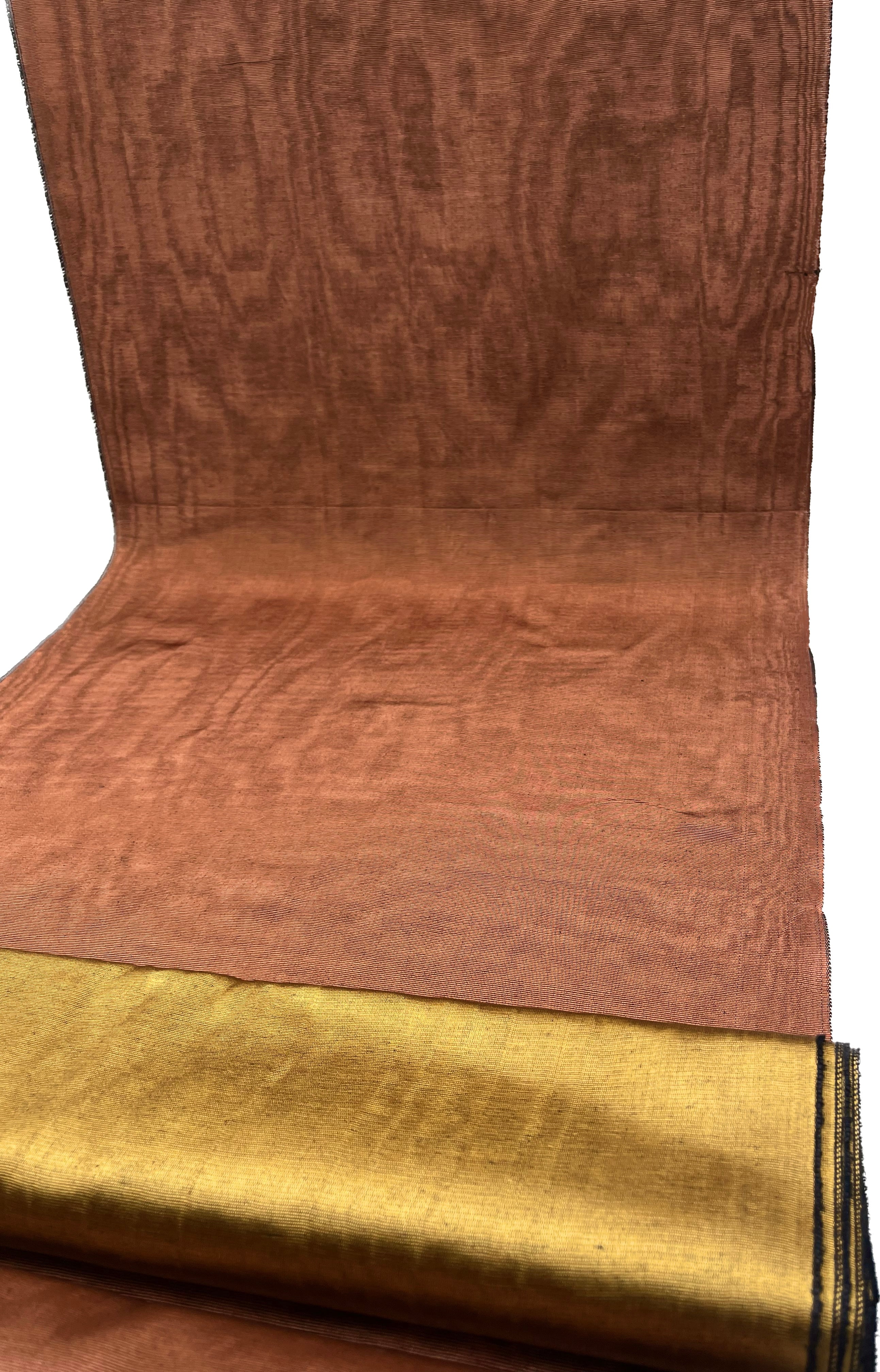 Copper Colour Silk Fabric, Moire Silk Fabric, Silk By The Yard. Watermark Pattern.