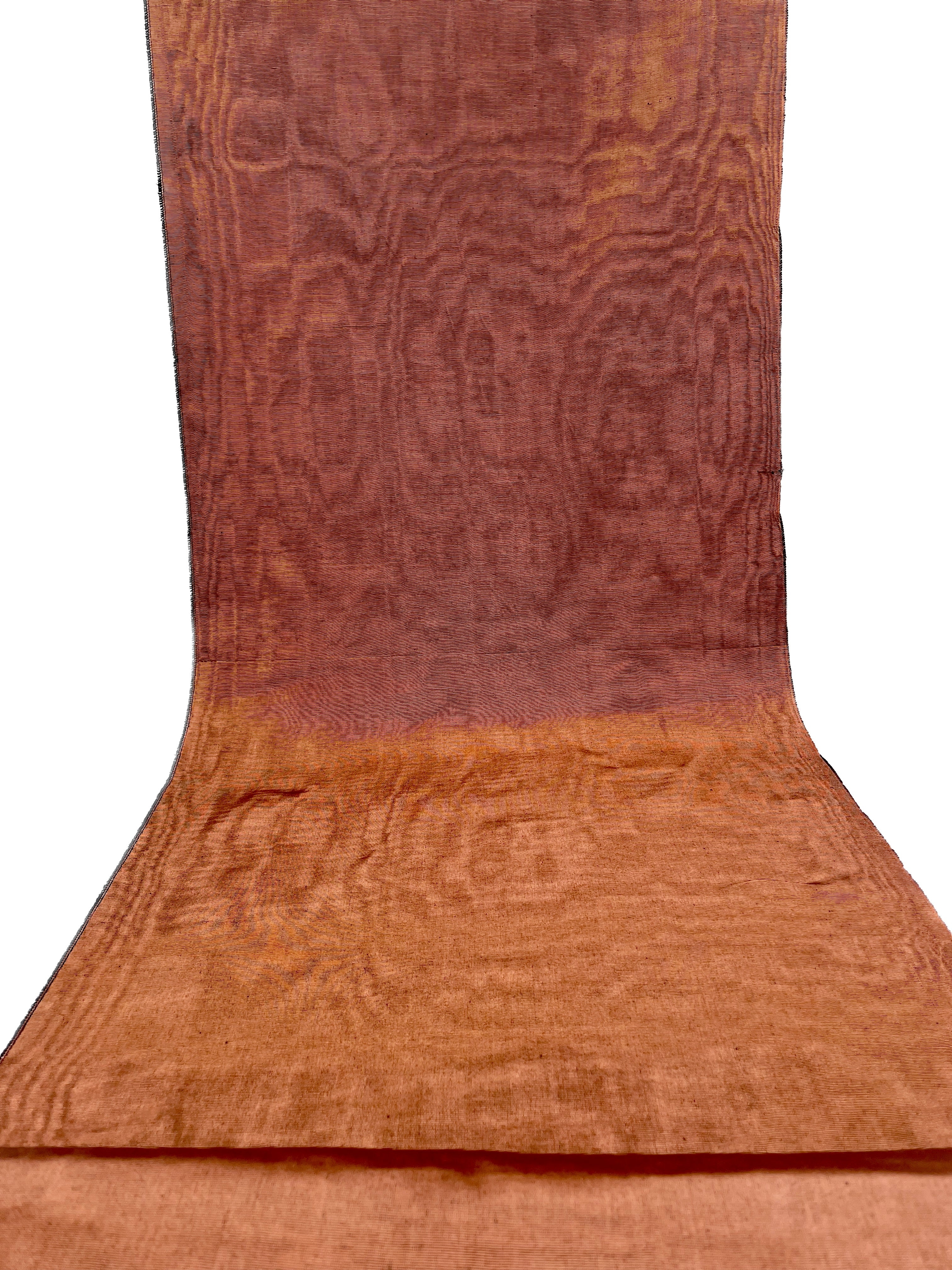 Copper Colour Silk Fabric, Moire Silk Fabric, Silk By The Yard. Watermark Pattern.