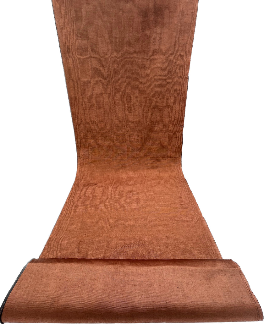 Copper Colour Silk Fabric, Moire Silk Fabric, Silk By The Yard. Watermark Pattern.