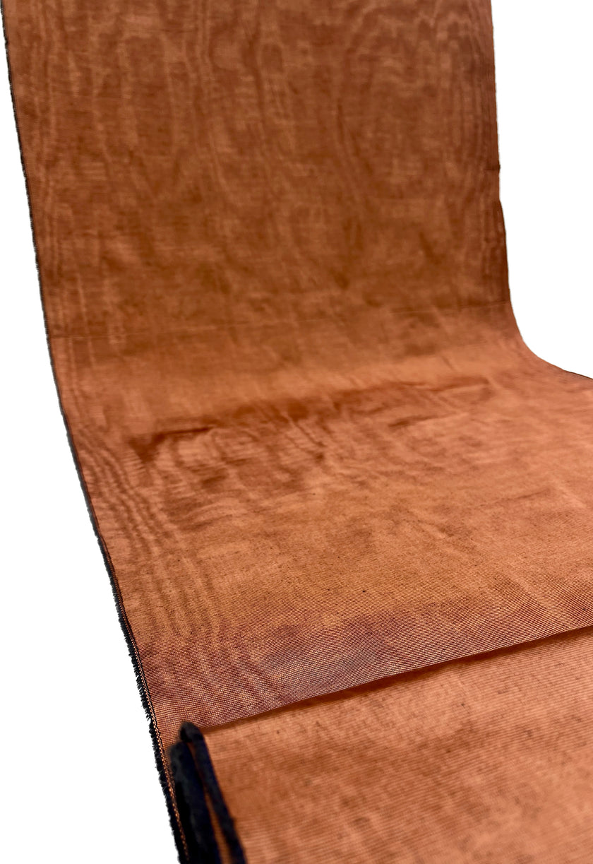 Copper Colour Silk Fabric, Moire Silk Fabric, Silk By The Yard. Watermark Pattern.