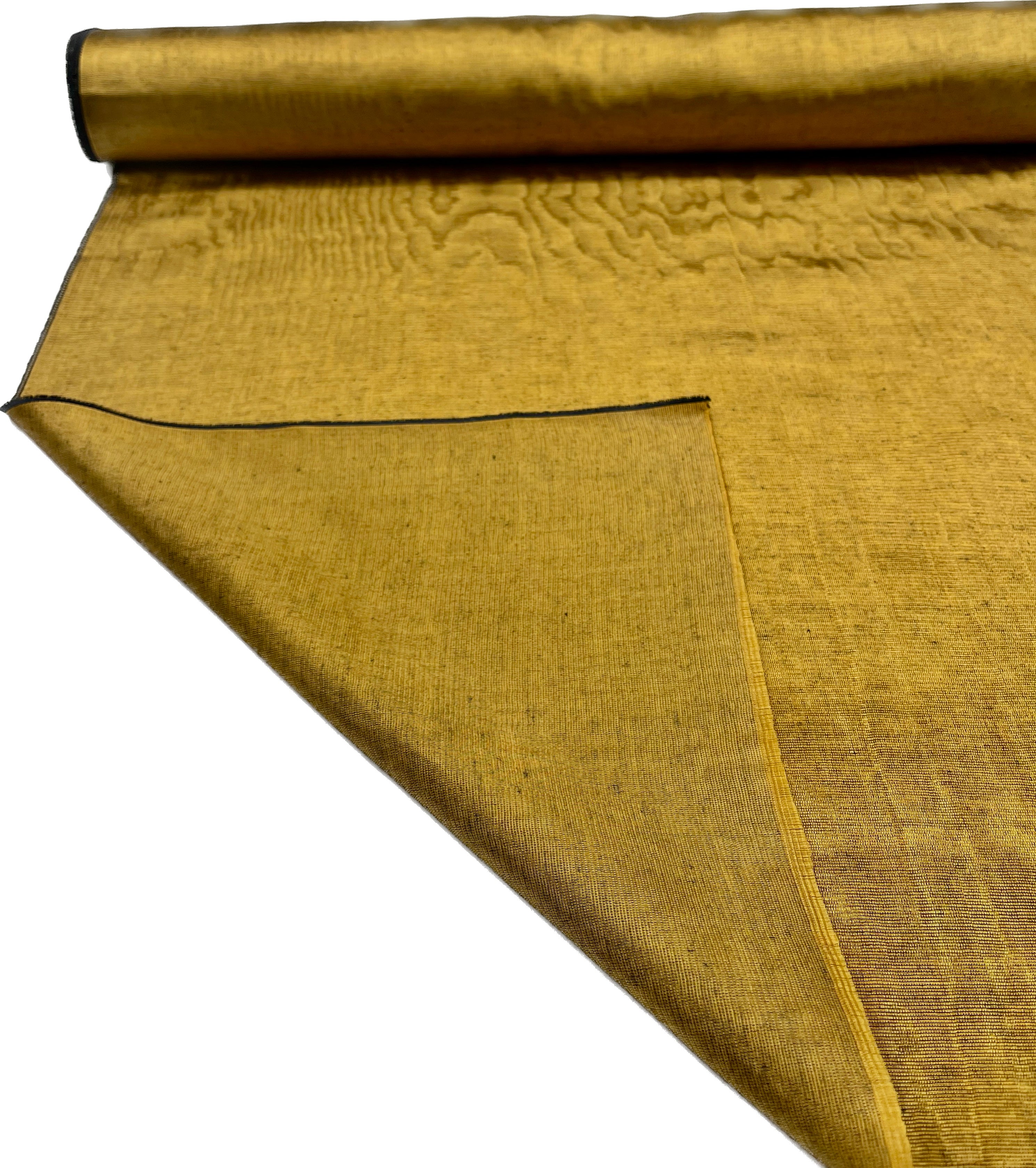Gold Colour Silk Moire Home Textile Interior Fabrics, Watermark Pattern.