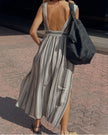 Sile Cloth Cotton Natural Fabric With Black Stripes.
