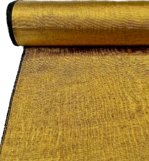 Gold Colour Silk Moire Home Textile Interior Fabrics, Watermark Pattern.