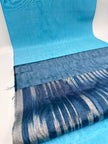 Light Blue Silk Fabric, Moire Silk Fabric, Silk By The Yard. Watermark Pattern.