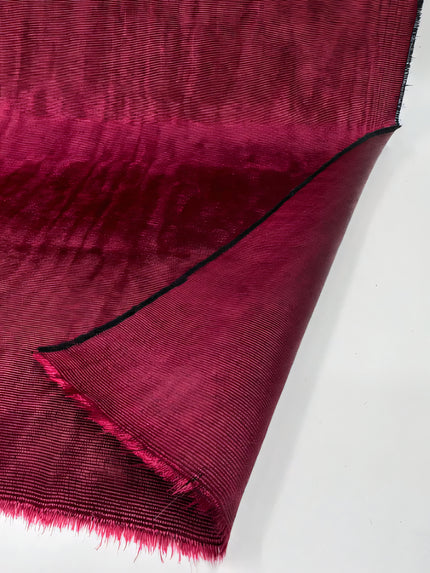 Burgundy Red Luxurious Silk Watermark Pattern Fabric.