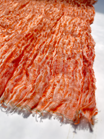Orange Natural Sheer, Textured Cotton Linen Mix Special Fabrics.