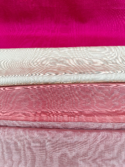 Salmon Pink Silk Fabric, Silk By The Yard. Watermark Pattern