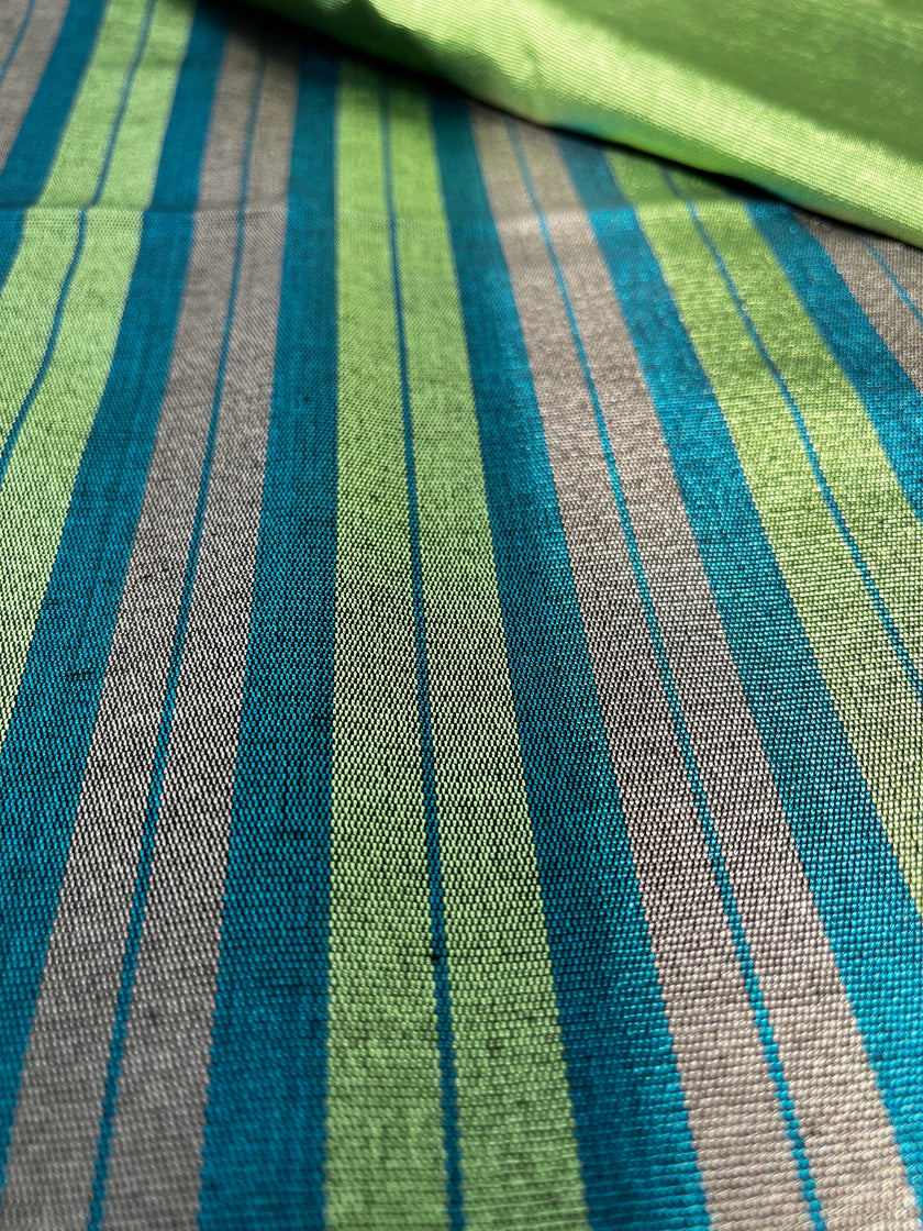 Green Striped Silk  Home Textile Interior Fabrics.