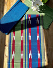 Blue Green Ikat Striped Silk Home Textile Interior Fabrics Moire.