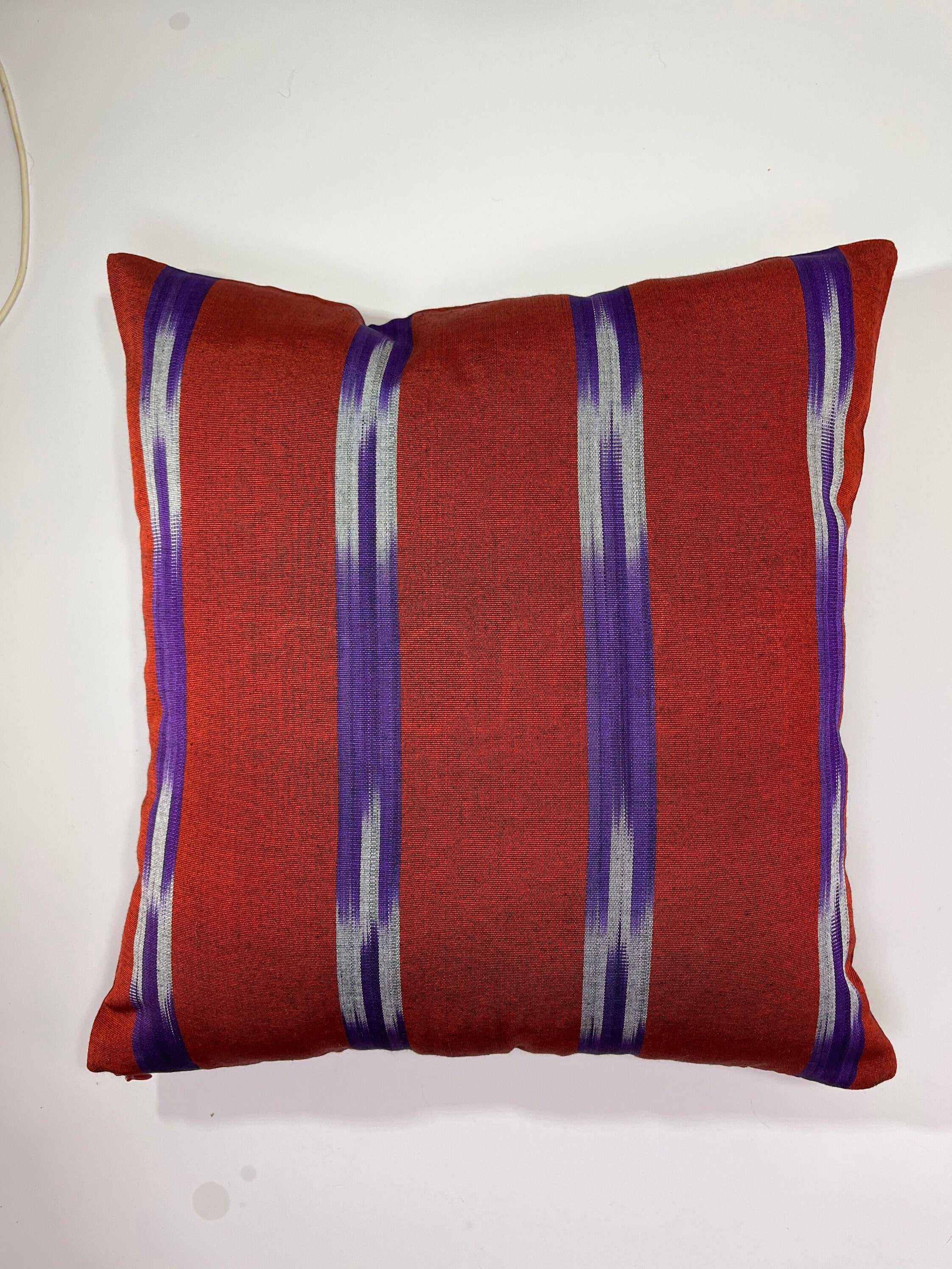 Purple Red Ikat Striped Silk Home Textile Interior Fabrics.