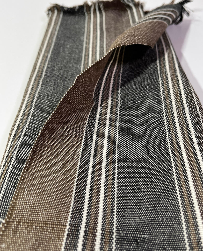 Striped Heavy Weight Softened Linen Cotton Fabric By The Yard