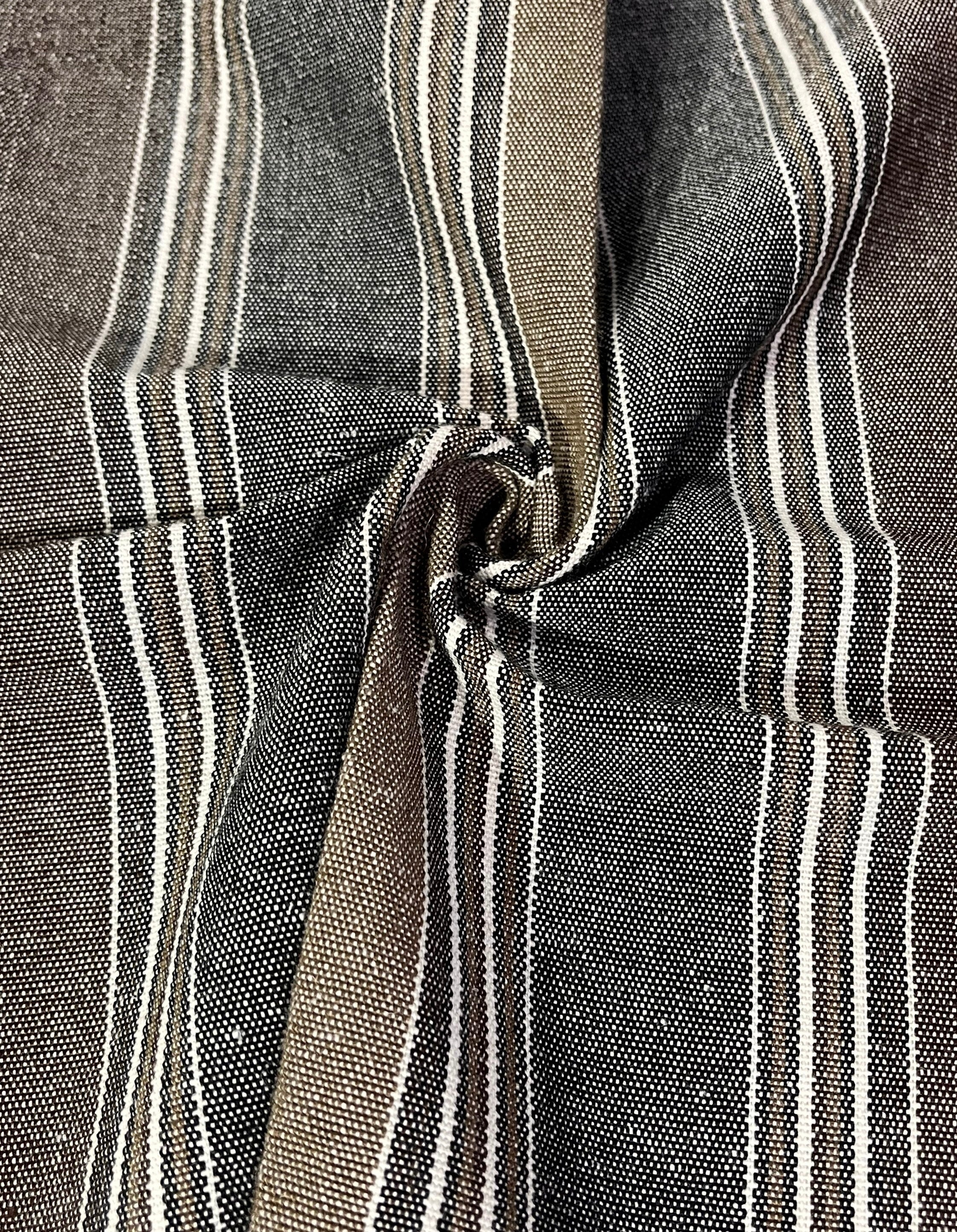 Striped Heavy Weight Softened Linen Cotton Fabric By The Yard