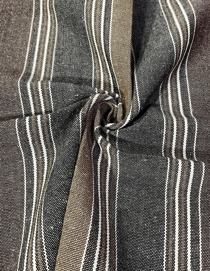 Striped Heavy Weight Softened Linen Cotton Fabric By The Yard