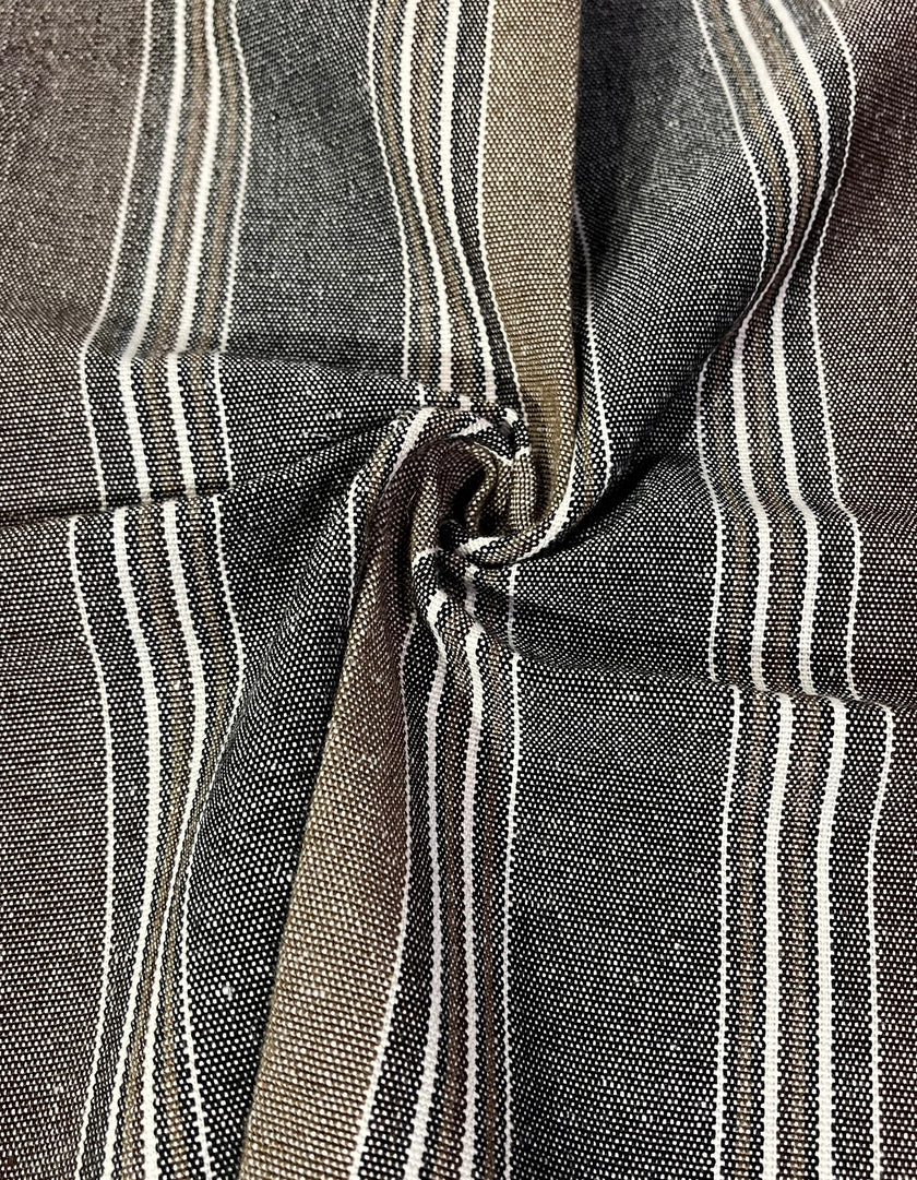 Striped Heavy Weight Softened Linen Cotton Fabric By The Yard