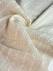 White Pin Striped Neutral Organic Cotton Fabric By The Meter.