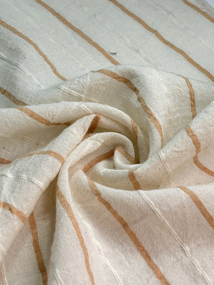 Striped White Cotton  Unbleached Lightweight Natural.
