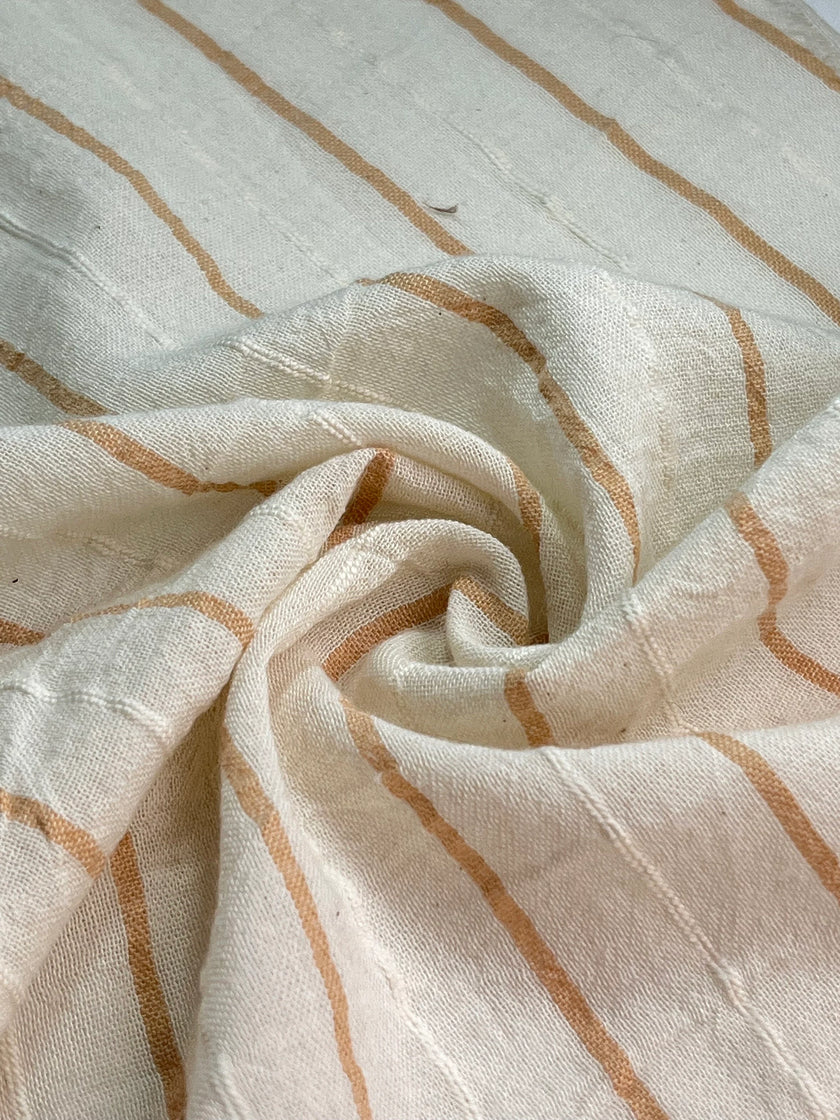 Striped White Cotton  Unbleached Lightweight Natural.