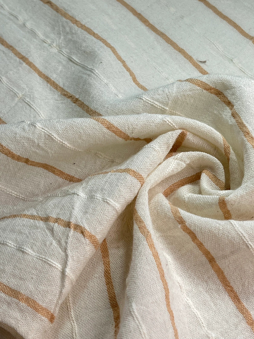 Striped White Cotton  Unbleached Lightweight Natural.