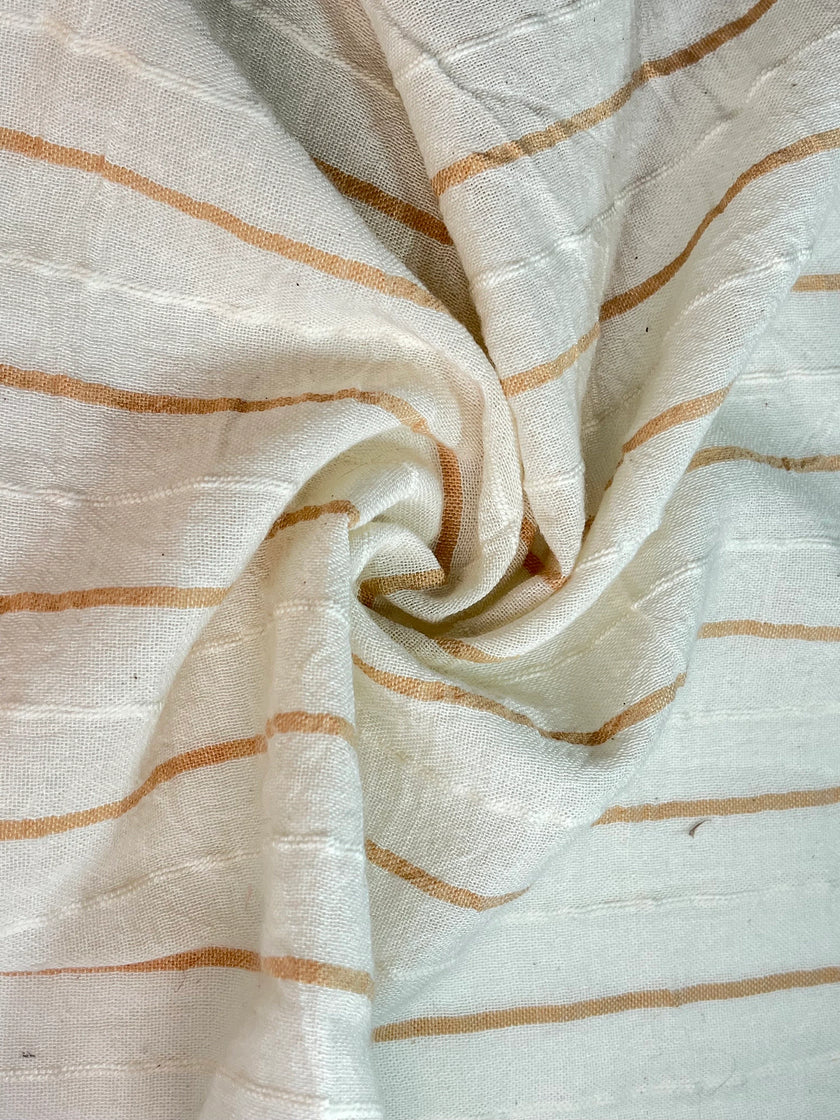 Striped White Cotton  Unbleached Lightweight Natural.