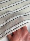 Striped Cotton Semi Sheer Fabric, Unbleached Lightweight Natural.