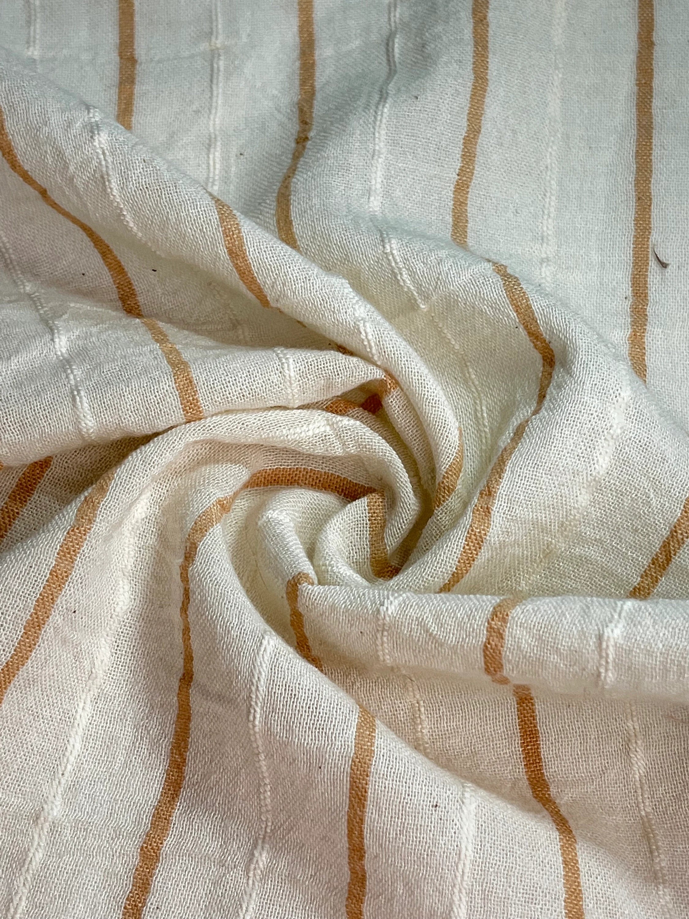 Striped White Cotton  Unbleached Lightweight Natural.