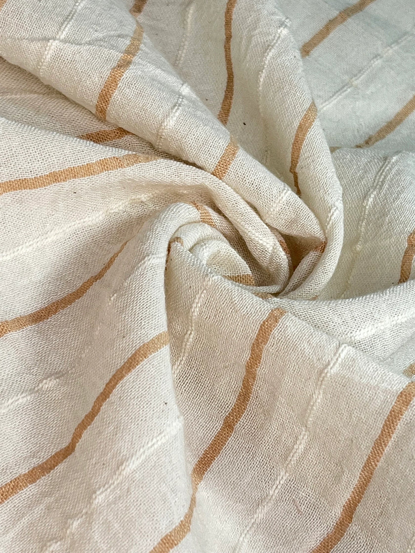 Striped White Cotton  Unbleached Lightweight Natural.