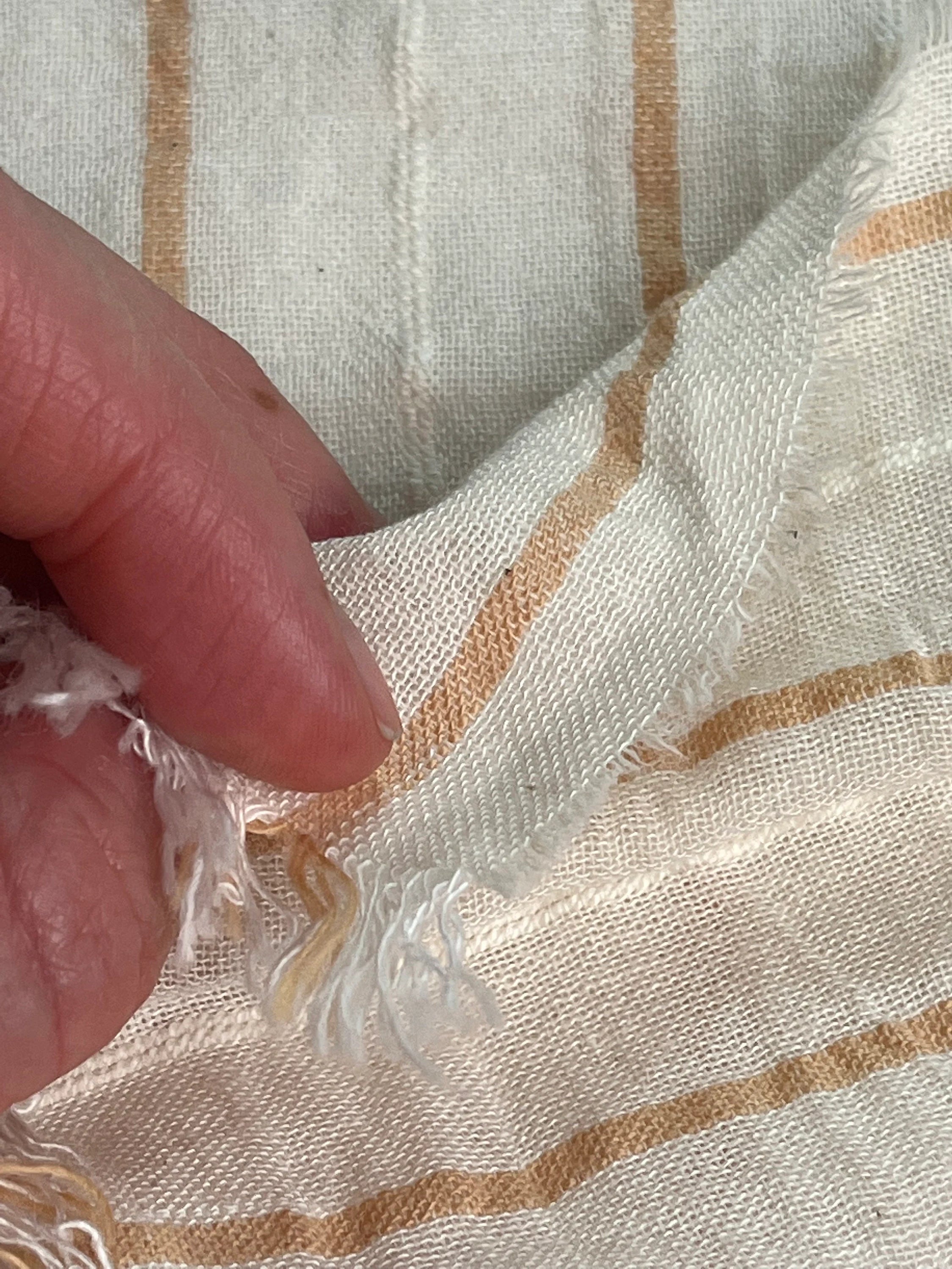 Striped White Cotton  Unbleached Lightweight Natural.