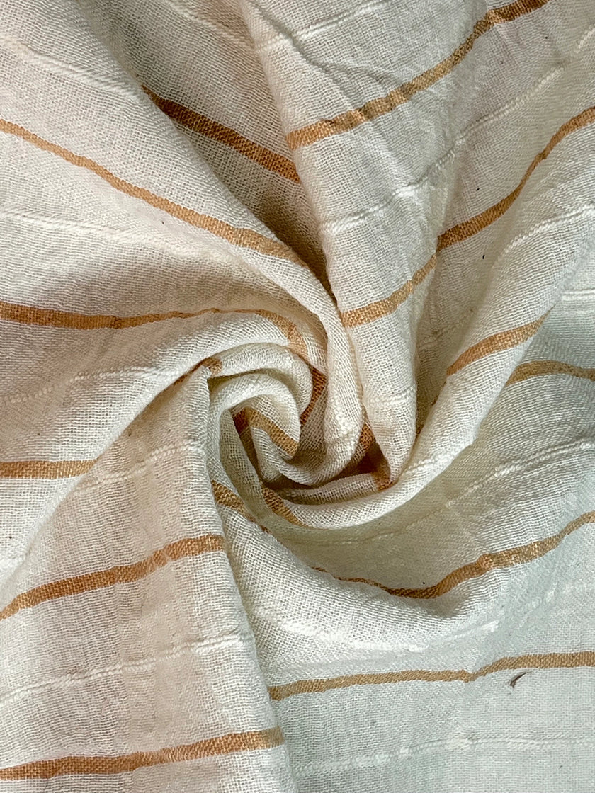 Striped White Cotton  Unbleached Lightweight Natural.