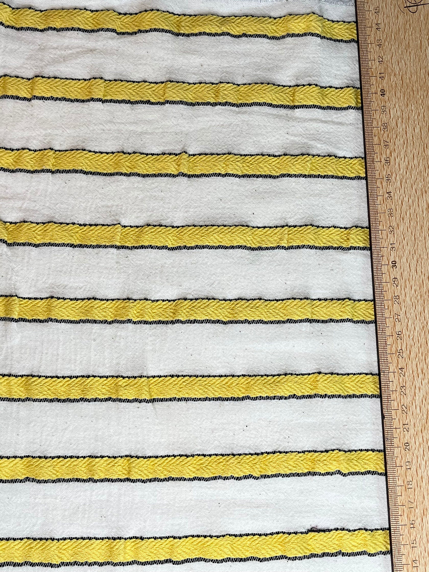 Striped Cotton Semi Sheer Fabric, Unbleached Lightweight Natural.
