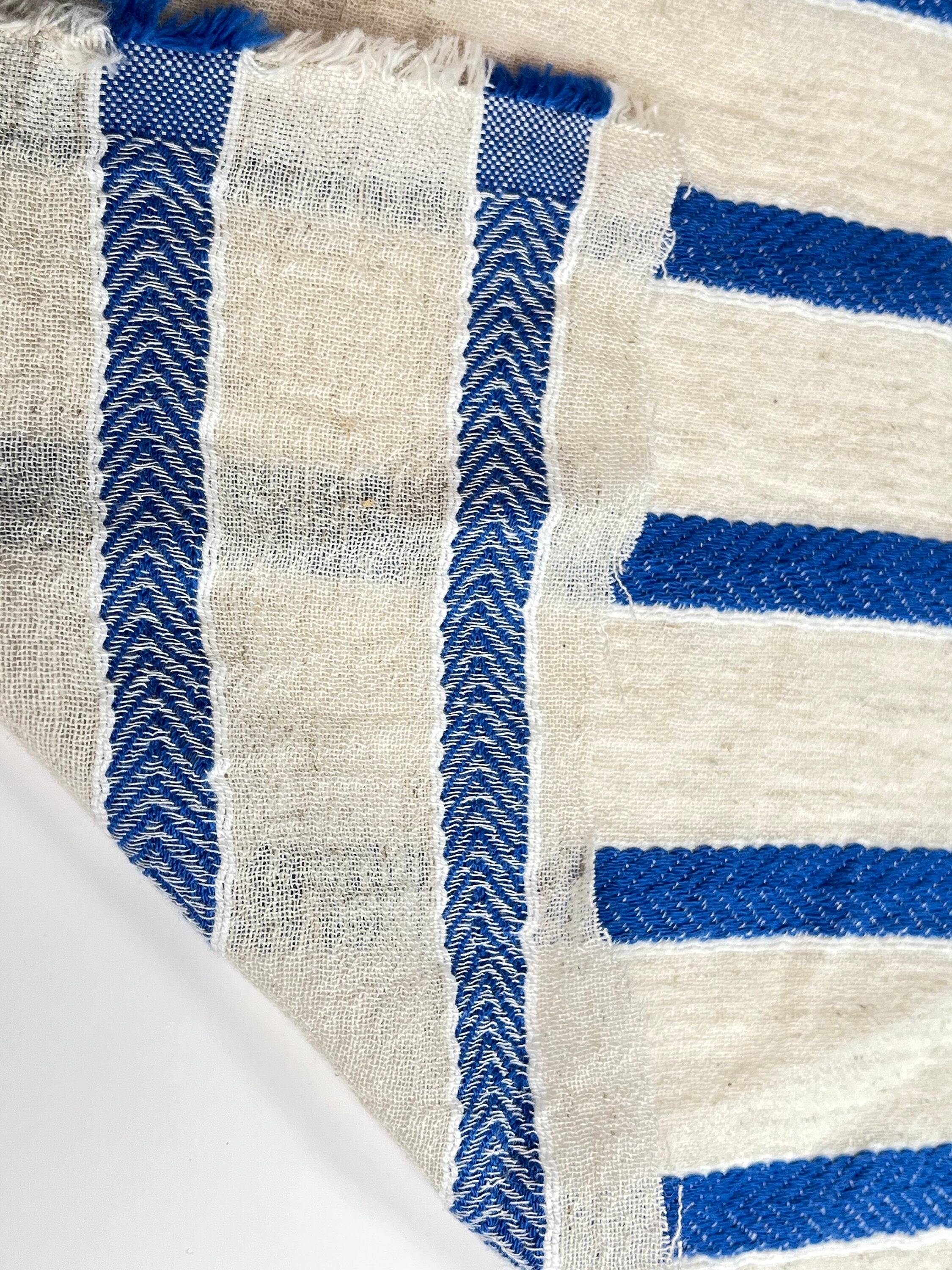 Striped Cotton Semi Sheer Fabric, Unbleached Lightweight Natural.
