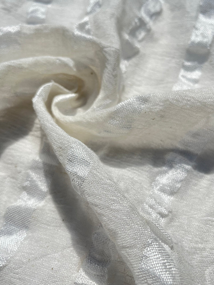 Linen Silk Blend Striped Fabric.