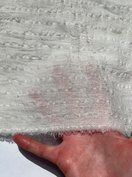 Tissu en coton biologique neutre à rayures blanches au mètre, tissu froissé avec rayures à épingles, large largeur.