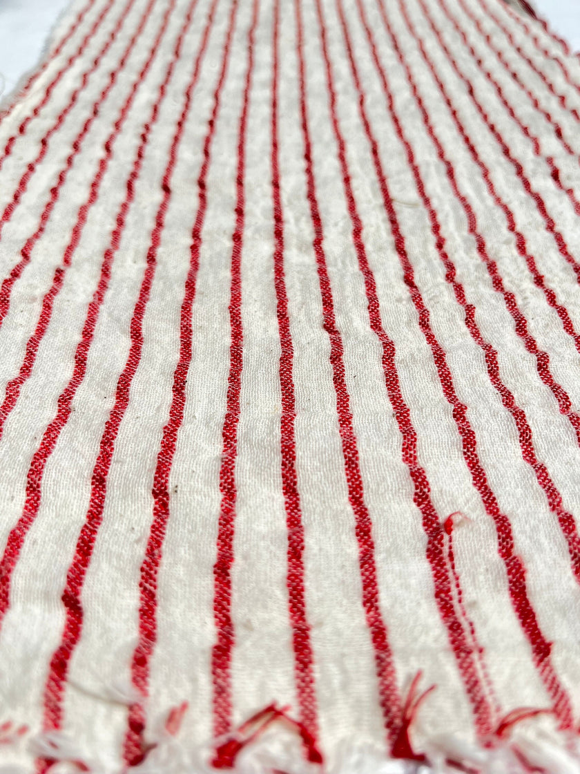 Red Striped Neutral Organic Cotton Fabric By The Meter