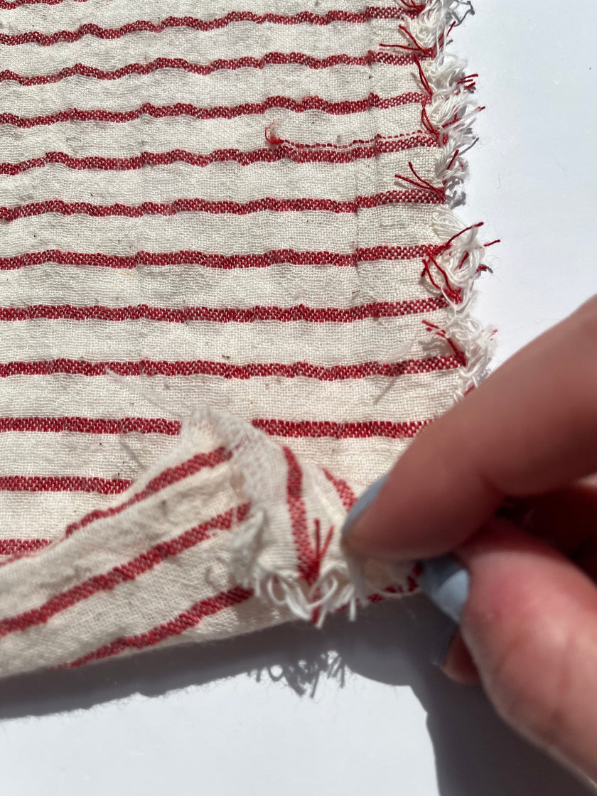 Red Striped Neutral Organic Cotton Fabric By The Meter