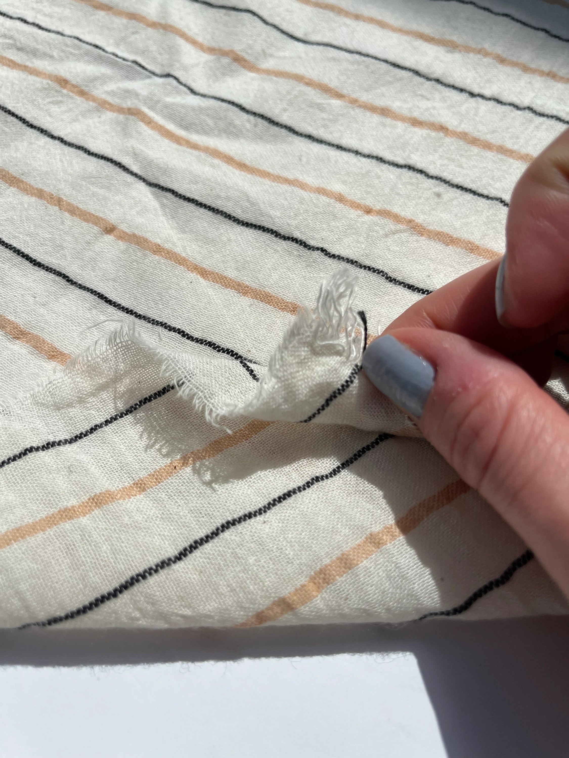 Striped Cotton - Unbleached Lightweight Natural.