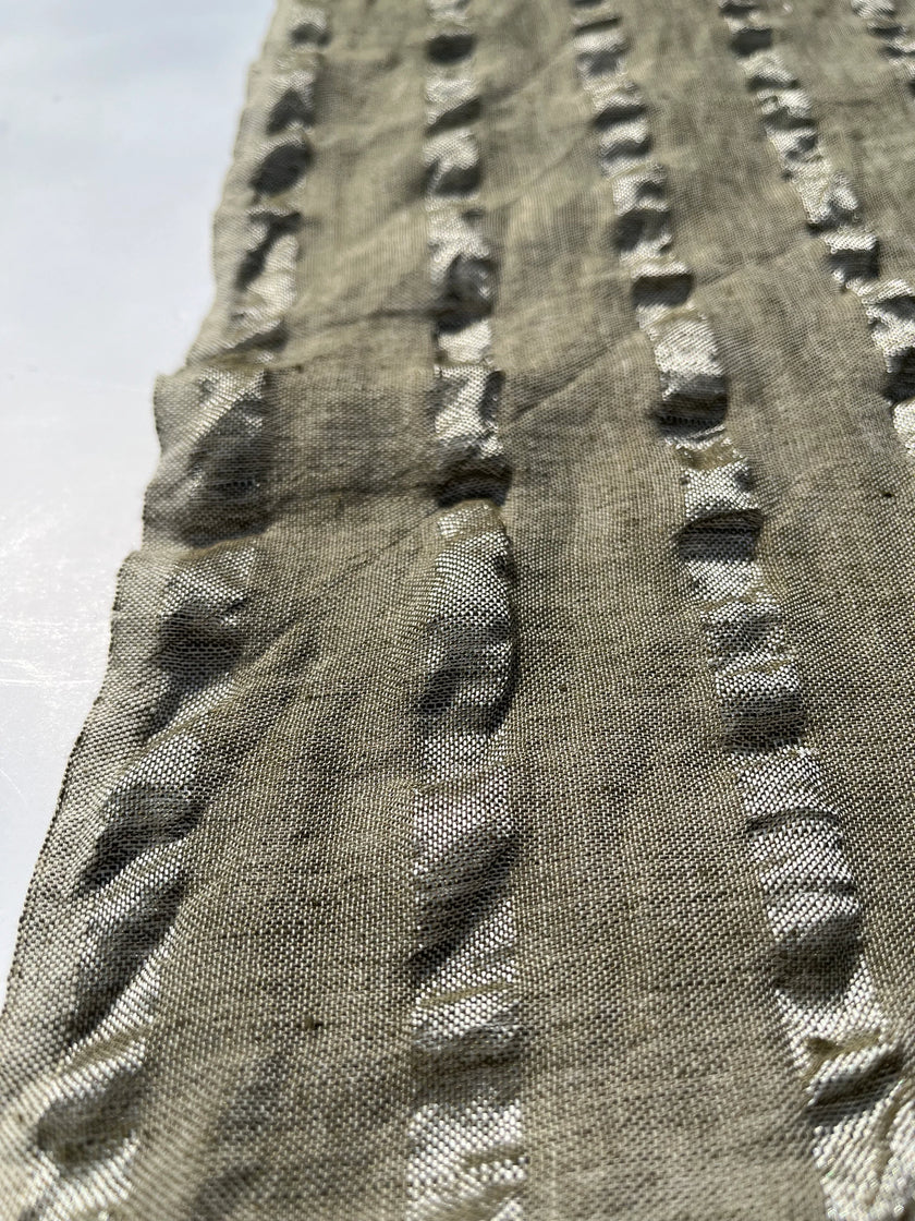 Linen Silk Blend Striped Fabric.